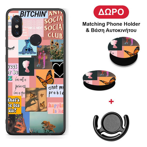 Collage Bitchin - Xiaomi Mi 8 θήκη + Δώρο Phone Holder & Βάση Αυτοκινήτου