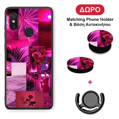 Collage Red Roses - Xiaomi Mi 8 θήκη + Δώρο Phone Holder & Βάση Αυτοκινήτου