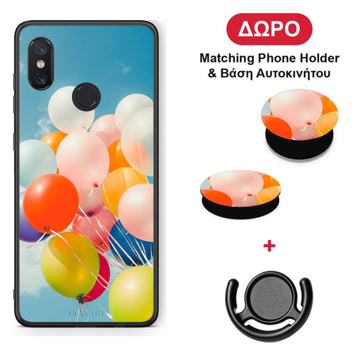 Colorful Balloons - Xiaomi Mi 8 θήκη + Δώρο Phone Holder & Βάση Αυτοκινήτου