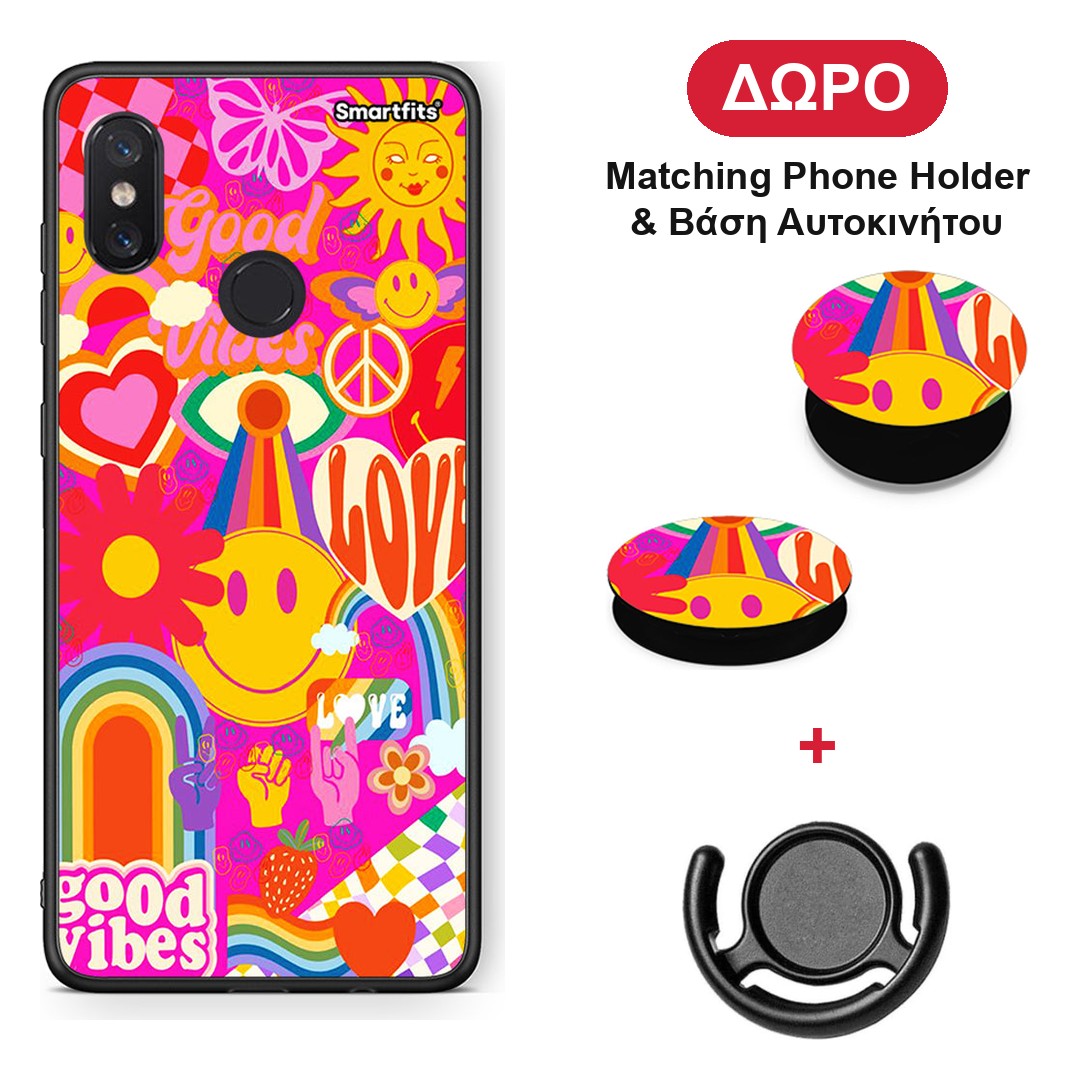 Hippie Love - Xiaomi Mi 8 θήκη + Δώρο Phone Holder & Βάση Αυτοκινήτου