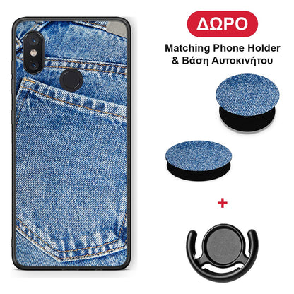 Jeans Pocket - Xiaomi Mi 8 θήκη + Δώρο Phone Holder & Βάση Αυτοκινήτου