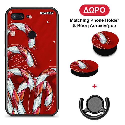 Candy Cane - Xiaomi Mi 8 Lite θήκη + Δώρο Phone Holder & Βάση Αυτοκινήτου