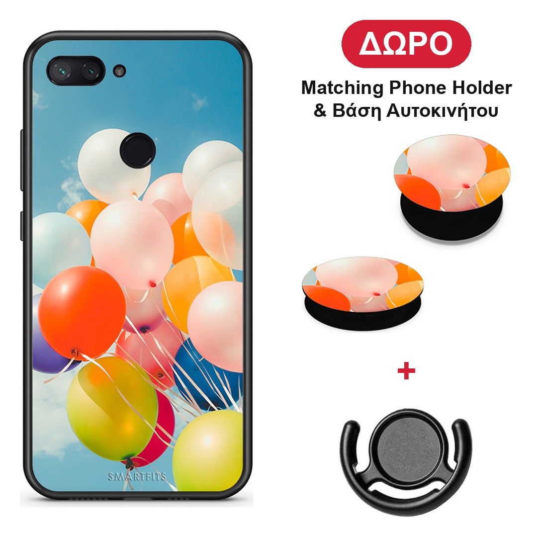 Colorful Balloons - Xiaomi Mi 8 Lite θήκη + Δώρο Phone Holder & Βάση Αυτοκινήτου