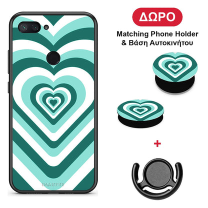 Green Hearts - Xiaomi Mi 8 Lite θήκη + Δώρο Phone Holder & Βάση Αυτοκινήτου