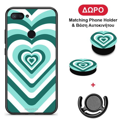 Green Hearts - Xiaomi Mi 8 Lite θήκη + Δώρο Phone Holder & Βάση Αυτοκινήτου