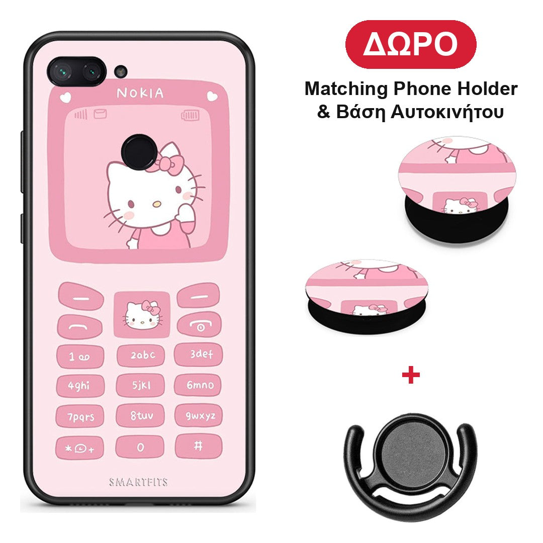 Hello Kitten - Xiaomi Mi 8 Lite θήκη + Δώρο Phone Holder & Βάση Αυτοκινήτου