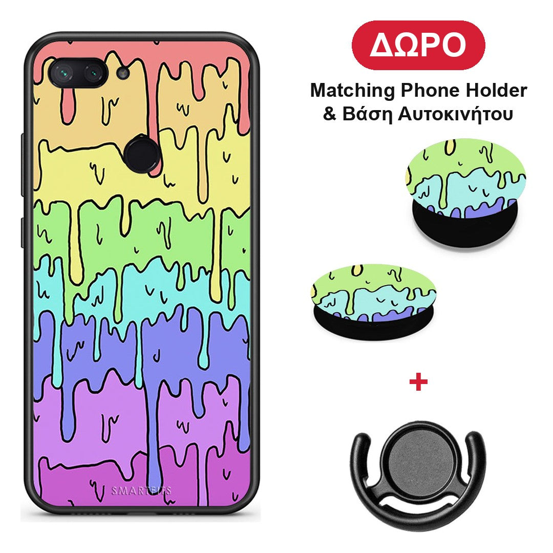 Melting Rainbow - Xiaomi Mi 8 Lite θήκη + Δώρο Phone Holder & Βάση Αυτοκινήτου