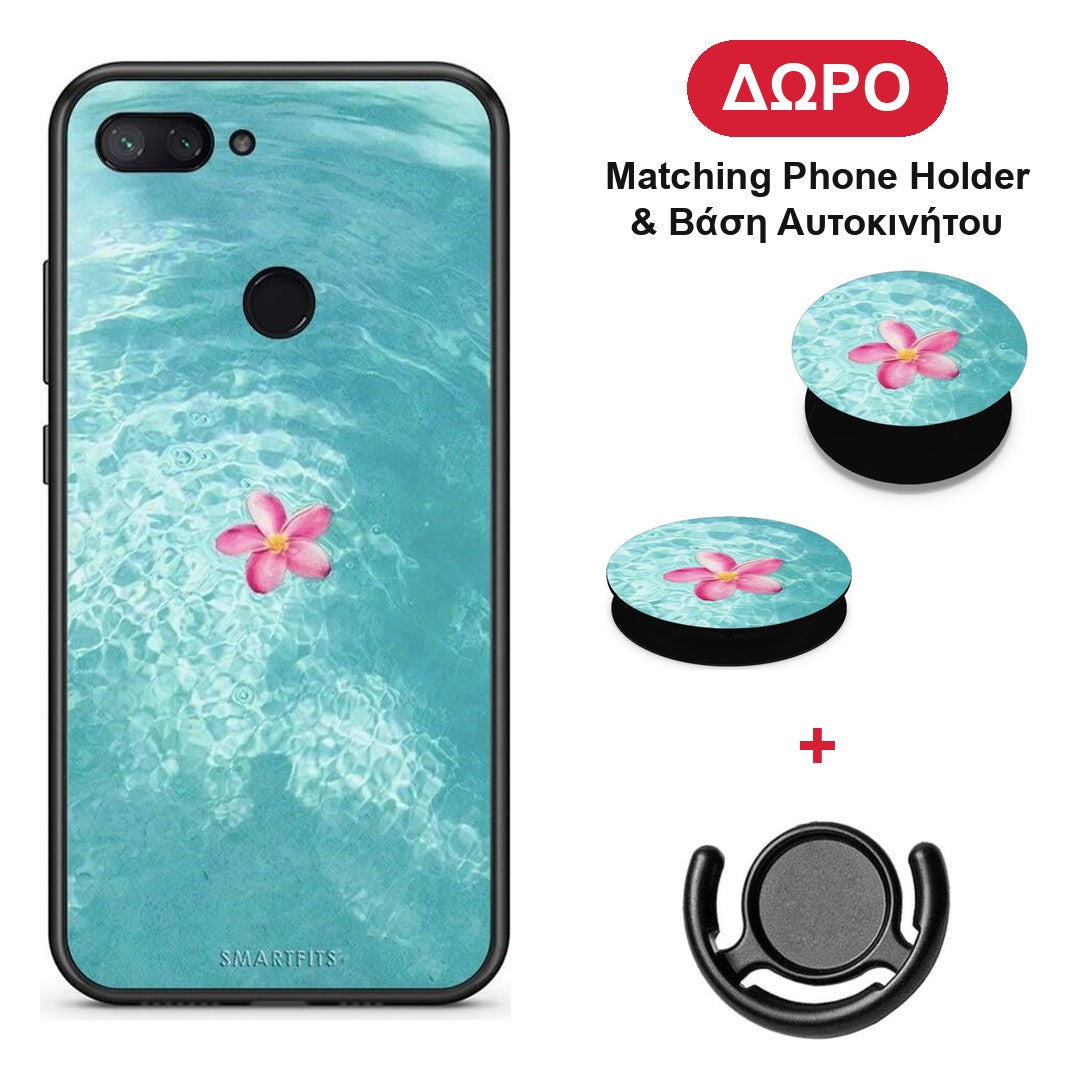 Water Flower - Xiaomi Mi 8 Lite θήκη + Δώρο Phone Holder & Βάση Αυτοκινήτου