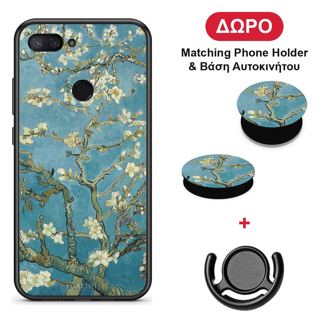 White Blossoms - Xiaomi Mi 8 Lite θήκη + Δώρο Phone Holder & Βάση Αυτοκινήτου