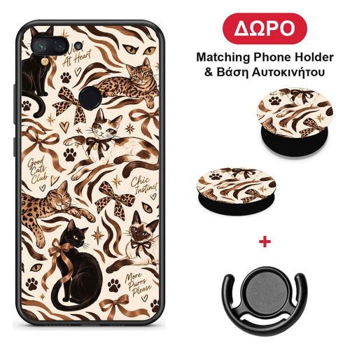 Wild Cats and Animal Print Collage - Xiaomi Mi 8 Lite θήκη + Δώρο Phone Holder & Βάση Αυτοκινήτου