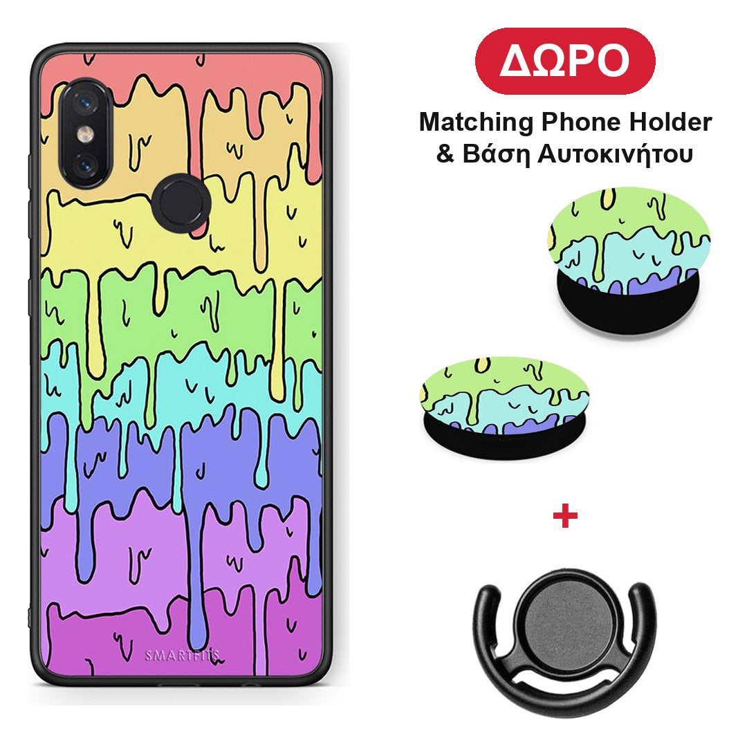 Melting Rainbow - Xiaomi Mi 8 θήκη + Δώρο Phone Holder & Βάση Αυτοκινήτου