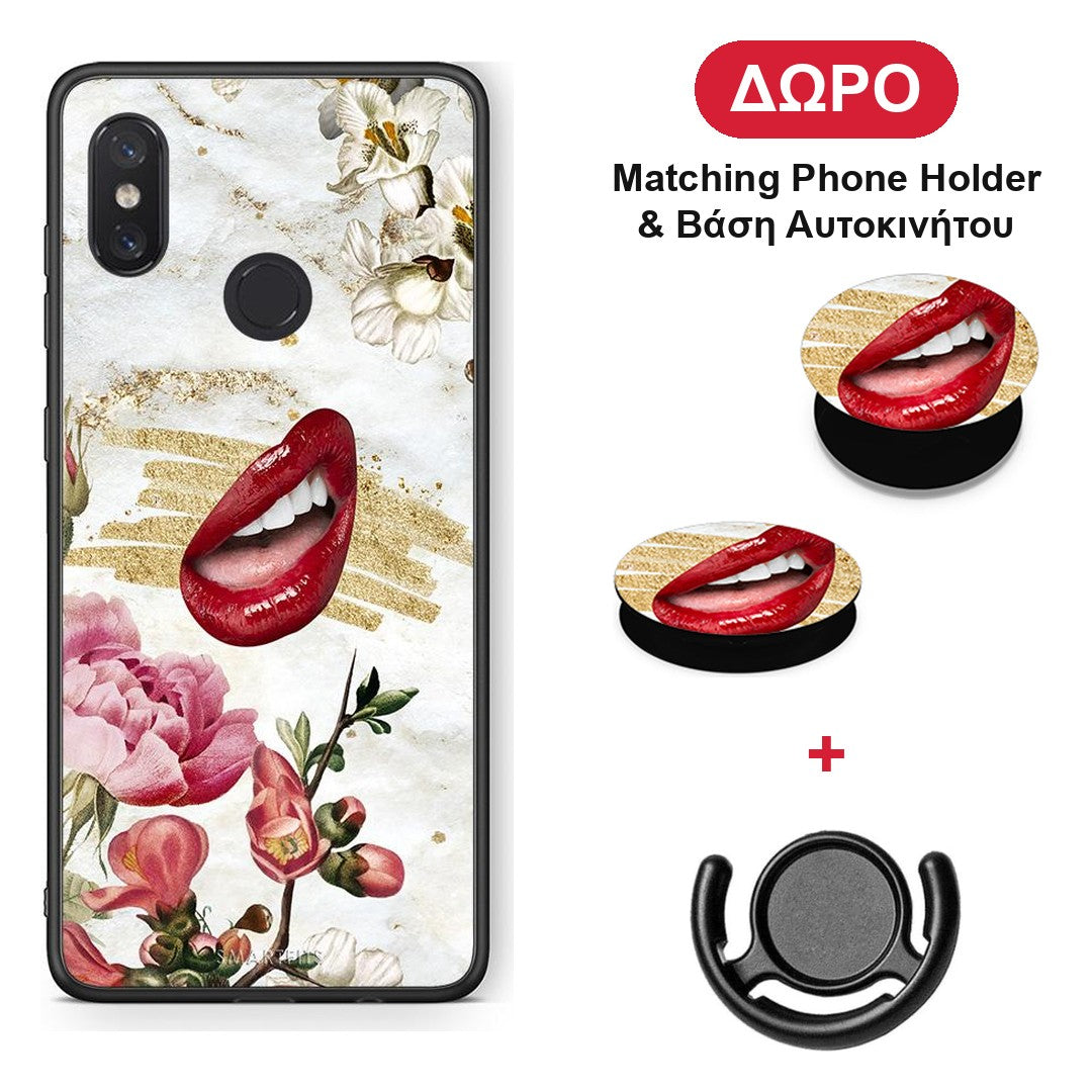 Red Lips - Xiaomi Mi 8 θήκη + Δώρο Phone Holder & Βάση Αυτοκινήτου