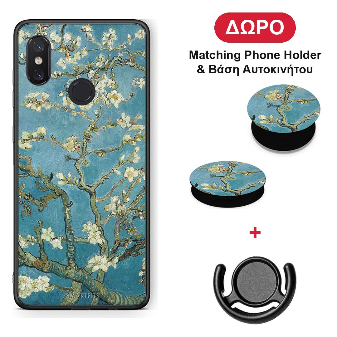 White Blossoms - Xiaomi Mi 8 θήκη + Δώρο Phone Holder & Βάση Αυτοκινήτου