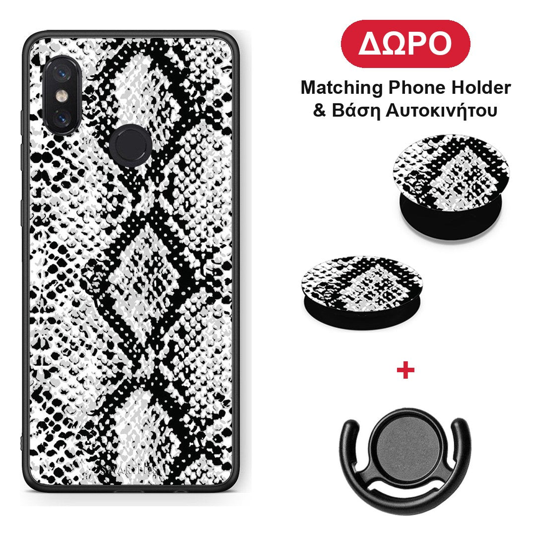 Animal White Snake - Xiaomi Mi 8 θήκη + Δώρο Phone Holder & Βάση Αυτοκινήτου