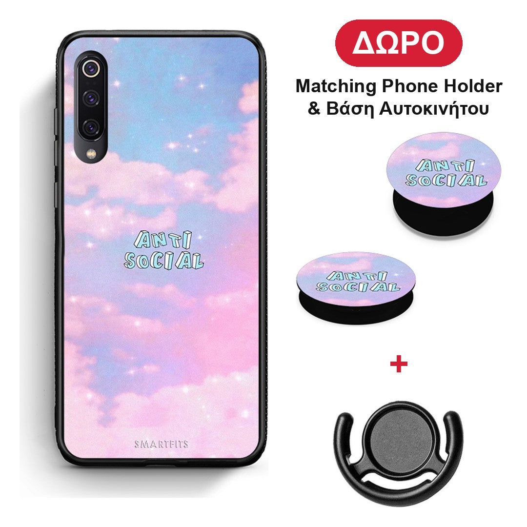 Anti Social - Xiaomi Mi 9 θήκη + Δώρο Phone Holder & Βάση Αυτοκινήτου