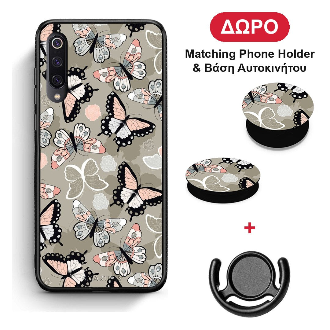 Boho Butterflies - Xiaomi Mi 9 θήκη + Δώρο Phone Holder & Βάση Αυτοκινήτου