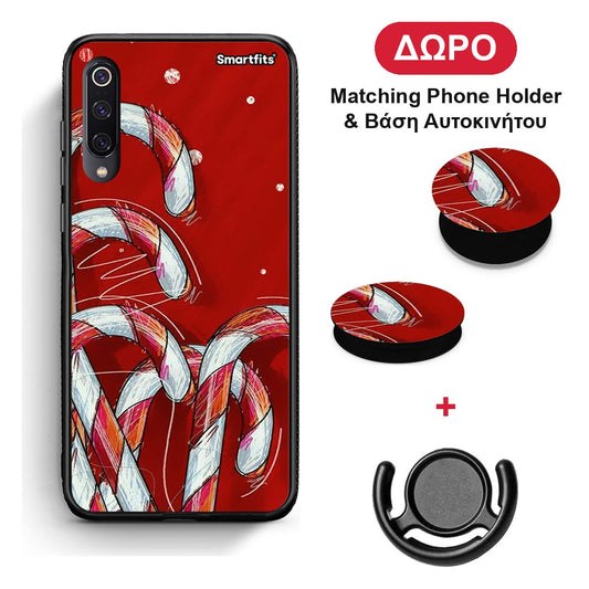 Candy Cane - Xiaomi Mi 9 θήκη + Δώρο Phone Holder & Βάση Αυτοκινήτου