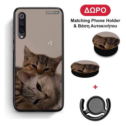 Cats In Love - Xiaomi Mi 9 θήκη + Δώρο Phone Holder & Βάση Αυτοκινήτου