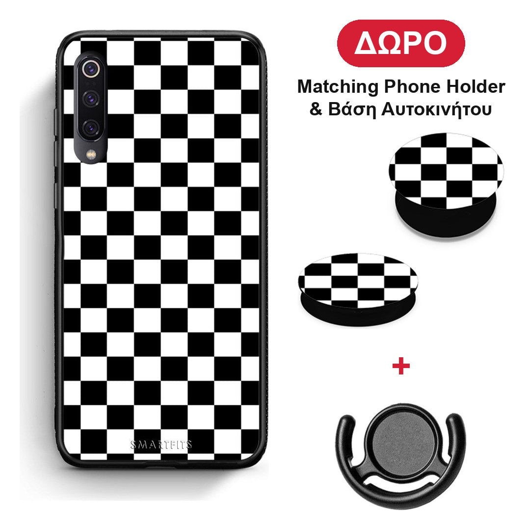 Geometric Squares - Xiaomi Mi 9 θήκη + Δώρο Phone Holder & Βάση Αυτοκινήτου