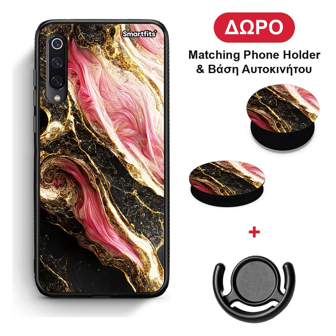 Glamorous Pink Marble - Xiaomi Mi 9 θήκη + Δώρο Phone Holder & Βάση Αυτοκινήτου
