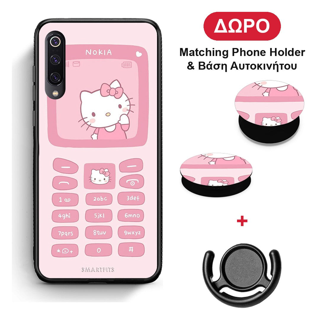 Hello Kitten - Xiaomi Mi 9 θήκη + Δώρο Phone Holder & Βάση Αυτοκινήτου