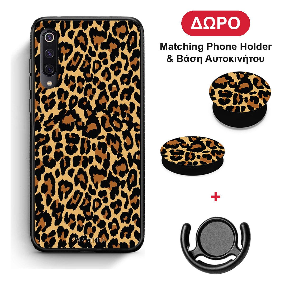 Animal Leopard - Xiaomi Mi 9 θήκη + Δώρο Phone Holder & Βάση Αυτοκινήτου