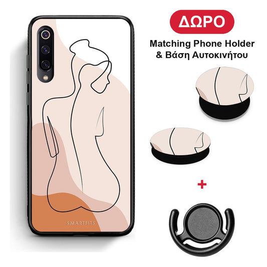 LineArt Woman - Xiaomi Mi 9 θήκη + Δώρο Phone Holder & Βάση Αυτοκινήτου