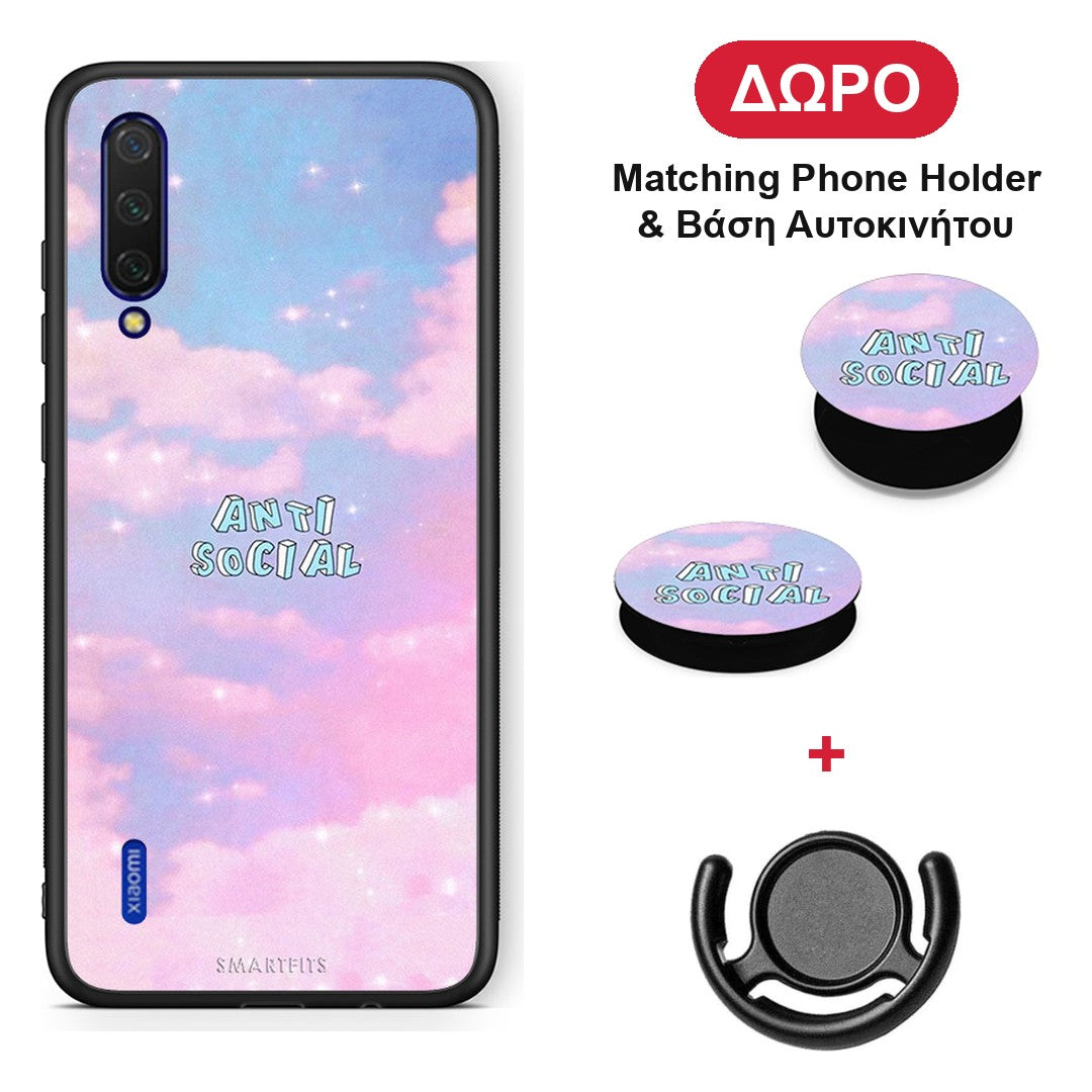 Anti Social - Xiaomi Mi 9 Lite θήκη + Δώρο Phone Holder & Βάση Αυτοκινήτου