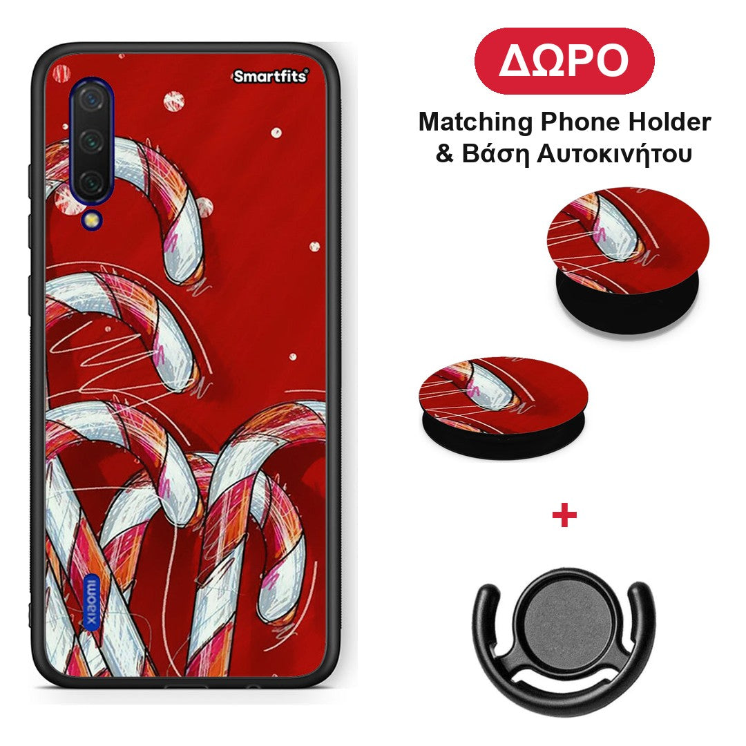 Candy Cane - Xiaomi Mi 9 Lite θήκη + Δώρο Phone Holder & Βάση Αυτοκινήτου