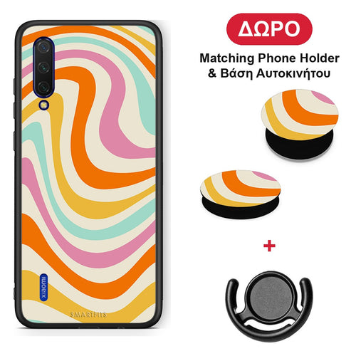 Colourful Waves - Xiaomi Mi 9 Lite θήκη + Δώρο Phone Holder & Βάση Αυτοκινήτου