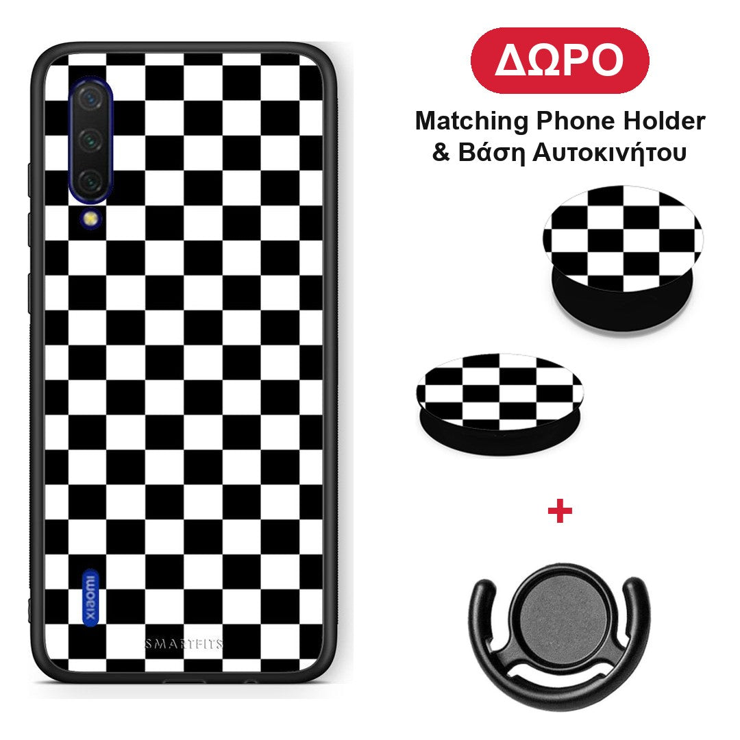 Geometric Squares - Xiaomi Mi 9 Lite θήκη + Δώρο Phone Holder & Βάση Αυτοκινήτου