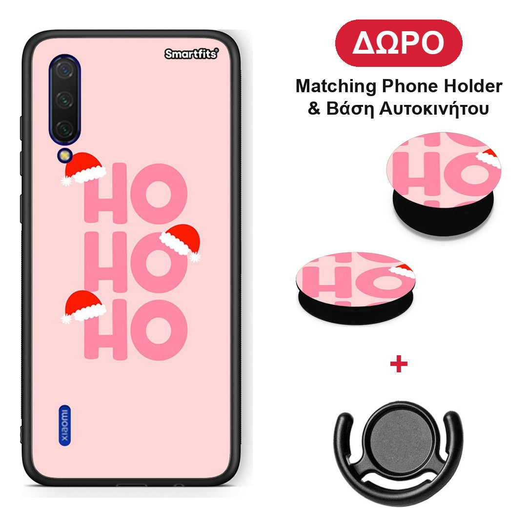 Xmas Ho Ho Ho - Xiaomi Mi 9 Lite θήκη + Δώρο Phone Holder & Βάση Αυτοκινήτου