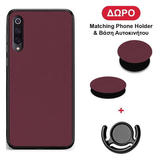 Muted Burgundy - Xiaomi Mi 9 θήκη + Δώρο Phone Holder & Βάση Αυτοκινήτου