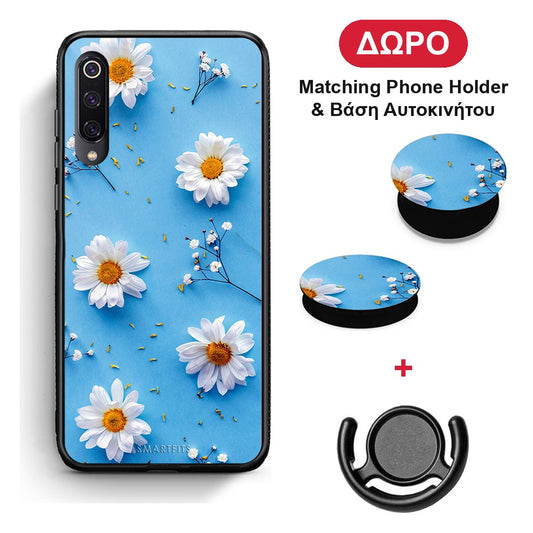 Real Daisies - Xiaomi Mi 9 θήκη + Δώρο Phone Holder & Βάση Αυτοκινήτου