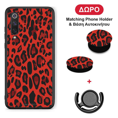 Animal Red Leopard - Xiaomi Mi 9 SE θήκη + Δώρο Phone Holder & Βάση Αυτοκινήτου