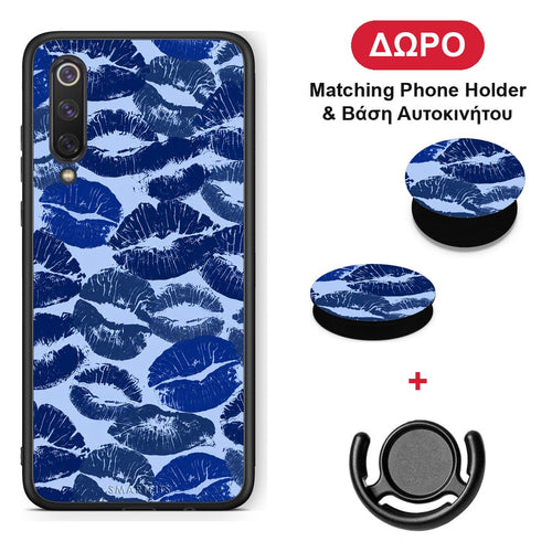 Blue Lipstick Kisses - Xiaomi Mi 9 SE θήκη + Δώρο Phone Holder & Βάση Αυτοκινήτου