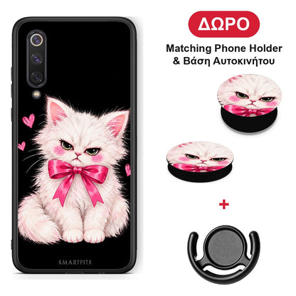 Grumpy Party Kitten on Black - Xiaomi Mi 9 SE θήκη + Δώρο Phone Holder & Βάση Αυτοκινήτου