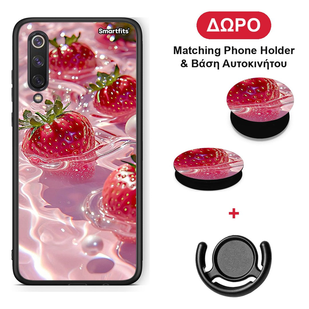 Juicy Strawberries - Xiaomi Mi 9 SE θήκη + Δώρο Phone Holder & Βάση Αυτοκινήτου
