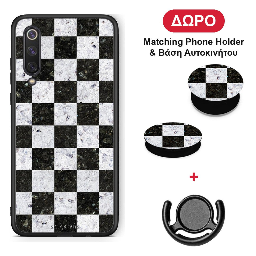 Marble Square Geometric - Xiaomi Mi 9 SE θήκη + Δώρο Phone Holder & Βάση Αυτοκινήτου