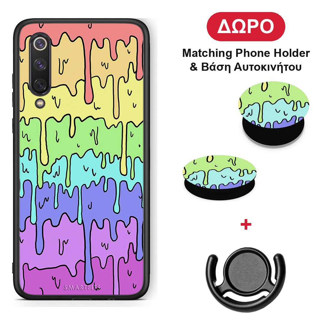 Melting Rainbow - Xiaomi Mi 9 SE θήκη + Δώρο Phone Holder & Βάση Αυτοκινήτου