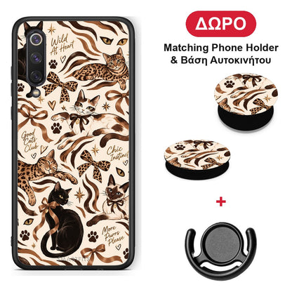 Wild Cats and Animal Print Collage - Xiaomi Mi 9 SE θήκη + Δώρο Phone Holder & Βάση Αυτοκινήτου