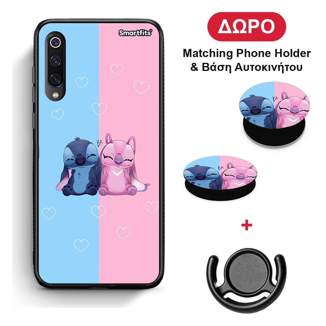Stitch And Angel - Xiaomi Mi 9 θήκη + Δώρο Phone Holder & Βάση Αυτοκινήτου