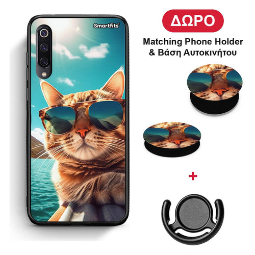 Summer Cat - Xiaomi Mi 9 θήκη + Δώρο Phone Holder & Βάση Αυτοκινήτου