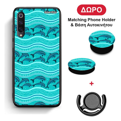 Swimming Dolphins - Xiaomi Mi 9 θήκη + Δώρο Phone Holder & Βάση Αυτοκινήτου