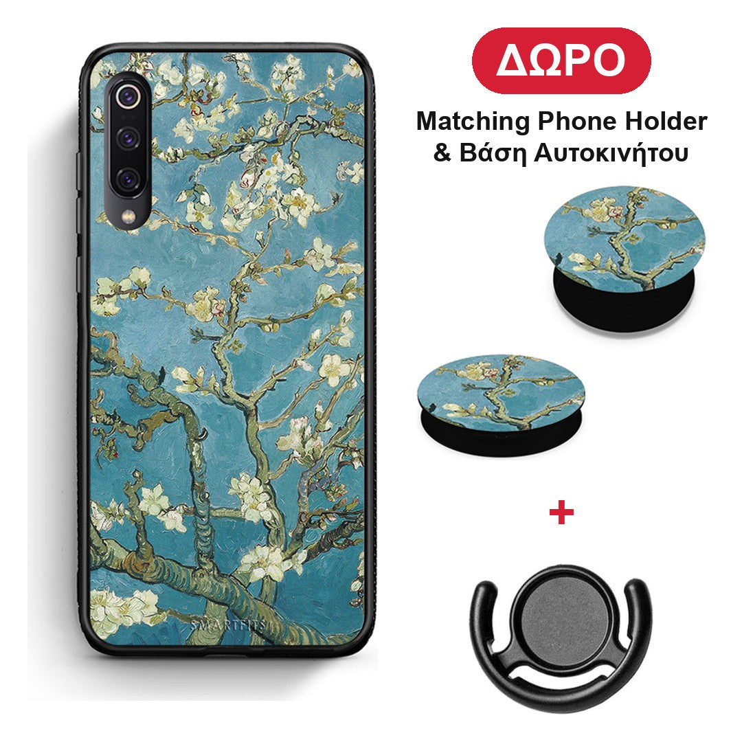 White Blossoms - Xiaomi Mi 9 θήκη + Δώρο Phone Holder & Βάση Αυτοκινήτου