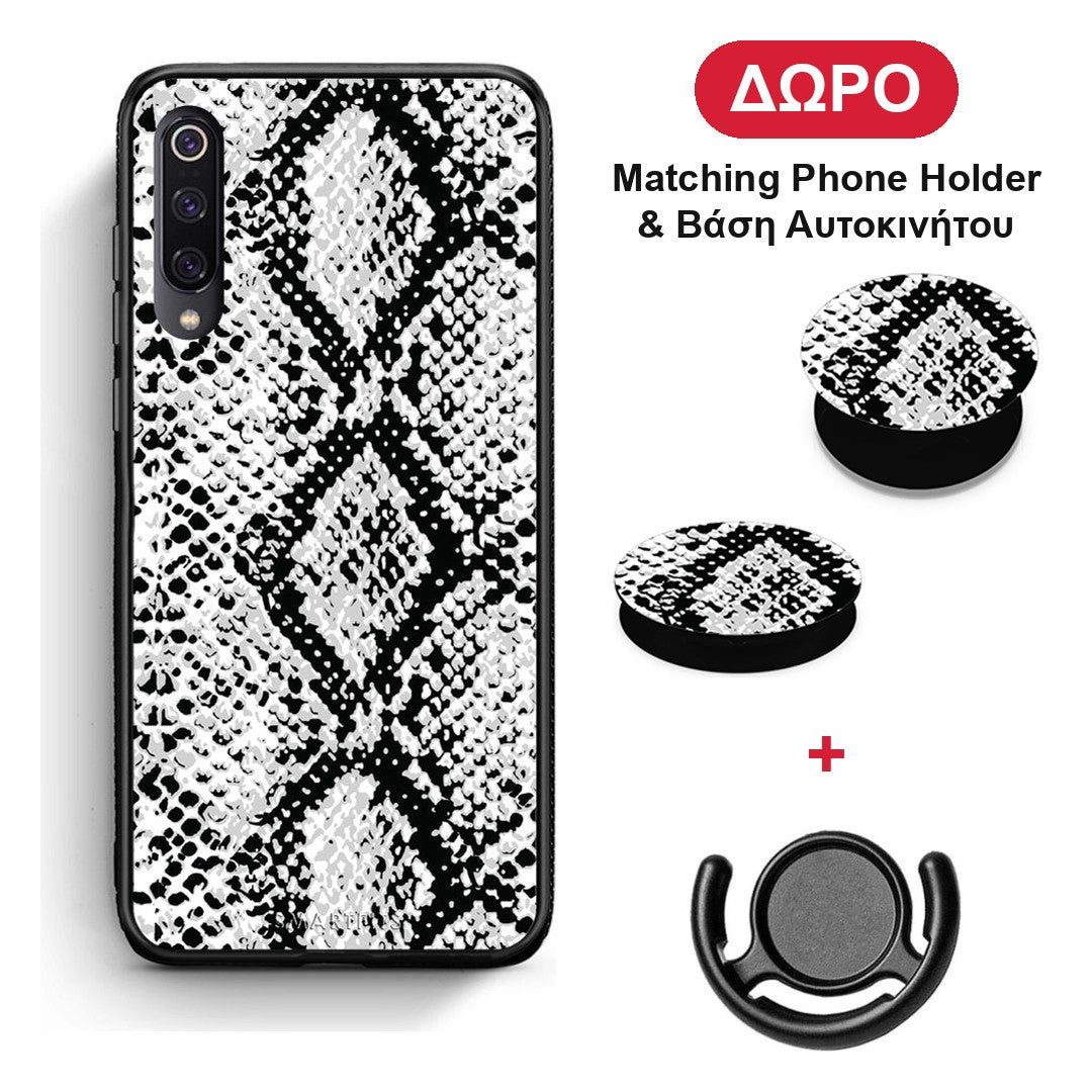Animal White Snake - Xiaomi Mi 9 θήκη + Δώρο Phone Holder & Βάση Αυτοκινήτου