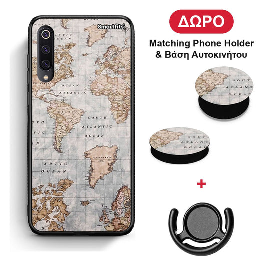 World Map - Xiaomi Mi 9 θήκη + Δώρο Phone Holder & Βάση Αυτοκινήτου