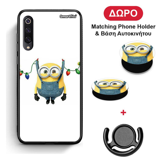 Xmas Minion Lights - Xiaomi Mi 9 θήκη + Δώρο Phone Holder & Βάση Αυτοκινήτου