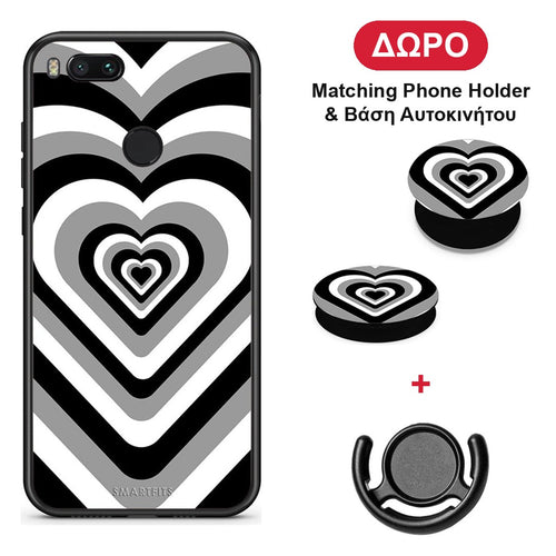 Black Hearts - Xiaomi Mi A1 θήκη + Δώρο Phone Holder & Βάση Αυτοκινήτου