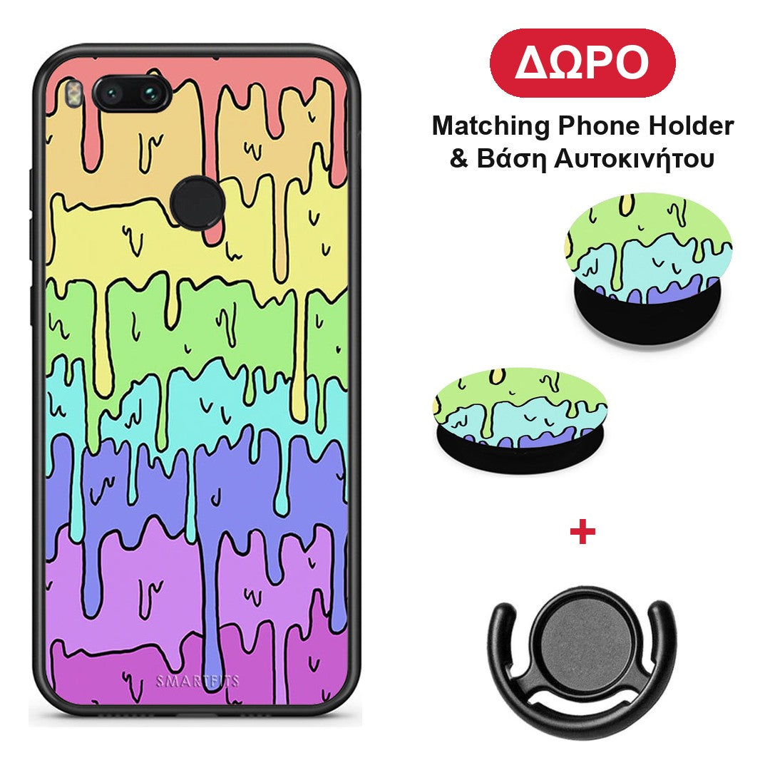 Melting Rainbow - Xiaomi Mi A1 θήκη + Δώρο Phone Holder & Βάση Αυτοκινήτου